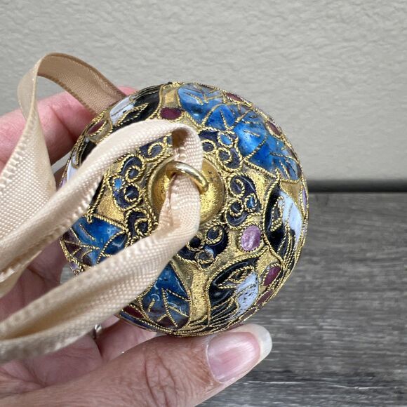 Alsan Victorian Enameling Cloisonné Ornament Egg Birds Flowers With Stand - Picture 6 of 10
